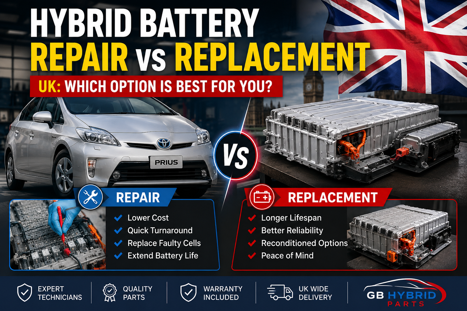 Toyota Prius Hybrid Battery UK Flag Repair vs Replacement