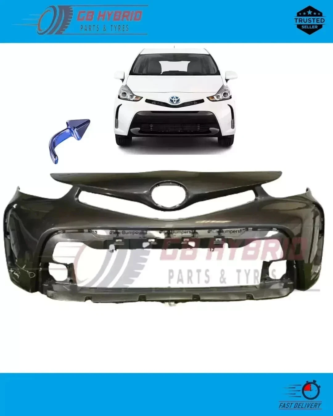 New Toyota Prius Plus 2016-2022 Front Bumper Grey (Paint 1G3)