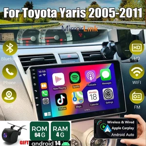 Toyota Yaris 2005–2011 Android 14 Car Stereo Radio GPS WiFi CarPlay FM